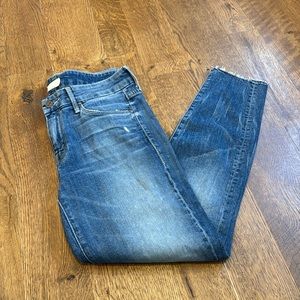 Mother Women’s Undone Hem Looker Ankle Blue Size 27